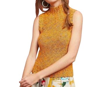Anthropologie Orange Sunrise Sleeveless Cotton Blend Sweater Women's Sz Lg